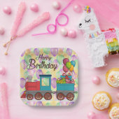 お祝いバースデーバルーントレイン 誕生日 ペーパープレート (パーティー)