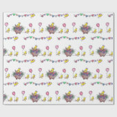 お祝いバードパレードイラストレーション ラッピングペーパー (フラット)