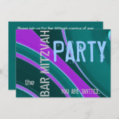 お祝いバー（ユダヤ教の）バル・ミツバーパーティー 招待状 (正面/裏面)