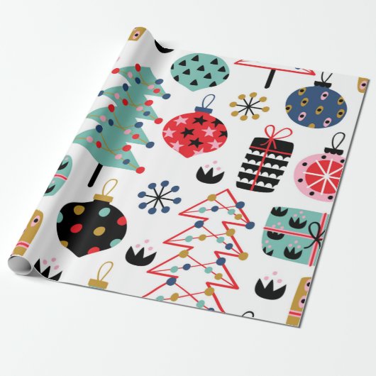 お祝いパターン休日のクリスマス ラッピングペーパー (アンロールド)