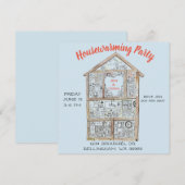 お祝いパーティーの招待状（引越し祝い） 招待状 (正面/裏面)