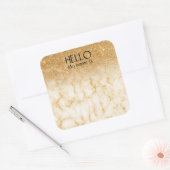 お祝いパーティー 名札 バッジ ゴールド グリッター スクエアシール (封筒)