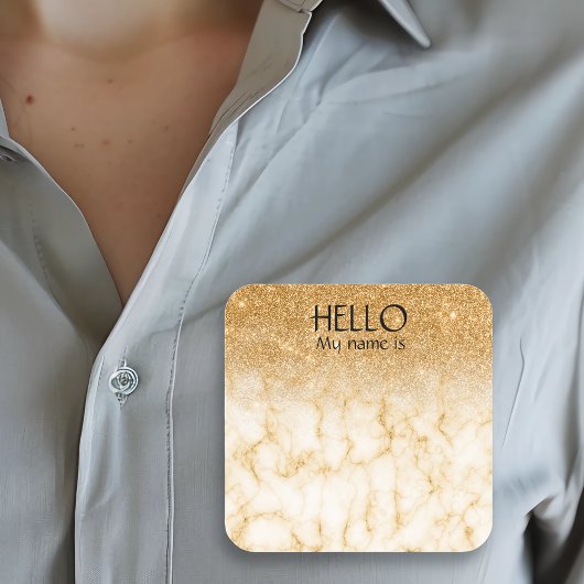 お祝いパーティー 名札 バッジ ゴールド グリッター スクエアシール