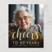 お祝いフォト80歳誕生日パーティー招待状 (正面)