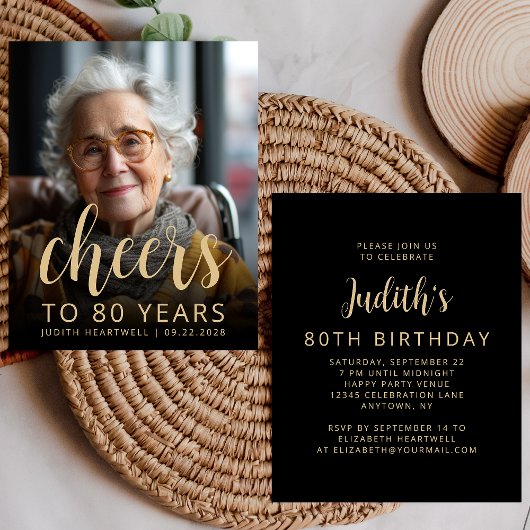 お祝いフォト80歳誕生日パーティー招待状