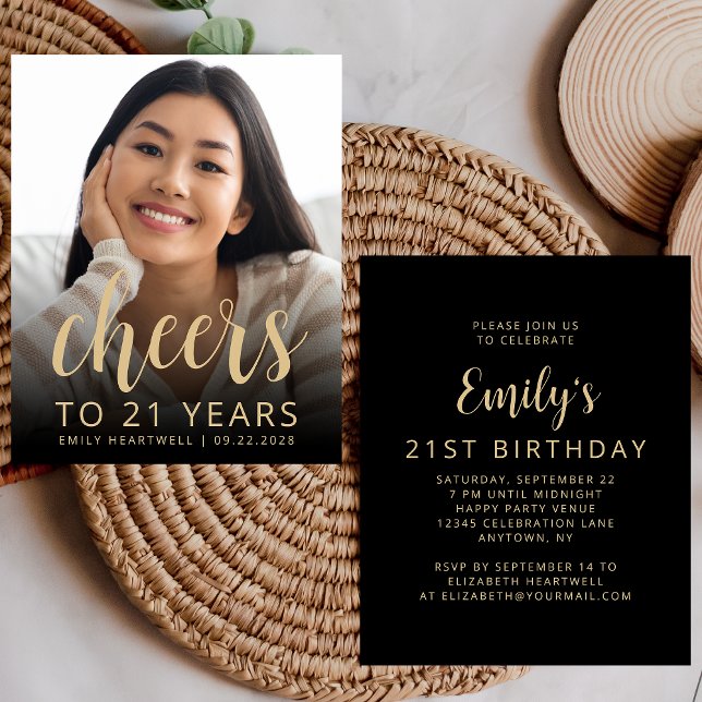 お祝いフォト 21歳の誕生日パーティー招待状 (クリエイターアップロード済み)