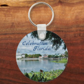 お祝いフロリダキーチェーンと町と湖 キーホルダー (正面)