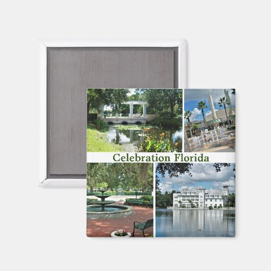 お祝いフロリダスクエアマグネット4写真 マグネット (正面/裏面)