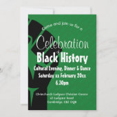 お祝いブラックの歴史パーソナライズされたBHM 招待状 (正面)