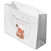 お祝いベビーガールピンクパンティーチョウ ラージペーパーバッグ (裏面アングル)