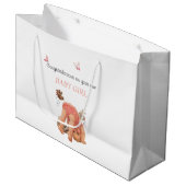 お祝いベビーガールピンクパンティーチョウ ラージペーパーバッグ (正面アングル)