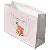お祝いベビーガールピンクパンティーチョウ ラージペーパーバッグ (裏面アングル)