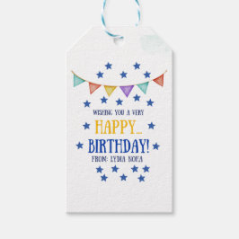 お祝いムード満点のダークバックグラウンド誕生日ギフトタグ ギフトタグ