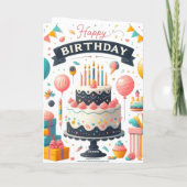 お祝いムード満載の誕生日ケーキ&風船 カード (裏面)