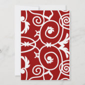 お祝いムード満載の赤と白の渦巻き結婚式招待状 招待状 (裏面)