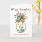 お祝いランプ|のクリスマスのモノグラム家族 カード (黄色い花)