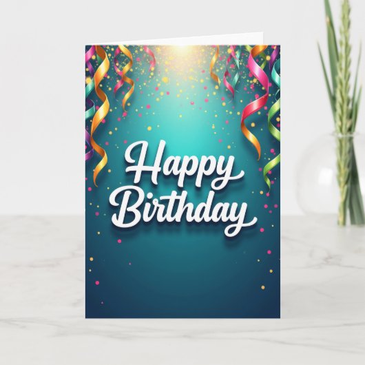 お祝いリボン 誕生日カード カード (正面)