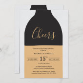 お祝いワインボトル 大人の誕生日パーティー 招待状 (正面/裏面)