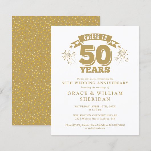お祝い予算 50周年招待状 (正面/裏面)