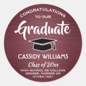 お祝い卒業マルーン&ホワイト卒業 ラウンドシール (正面)