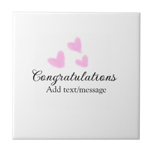 お祝い卒業水彩ピンクハート タイル (正面)