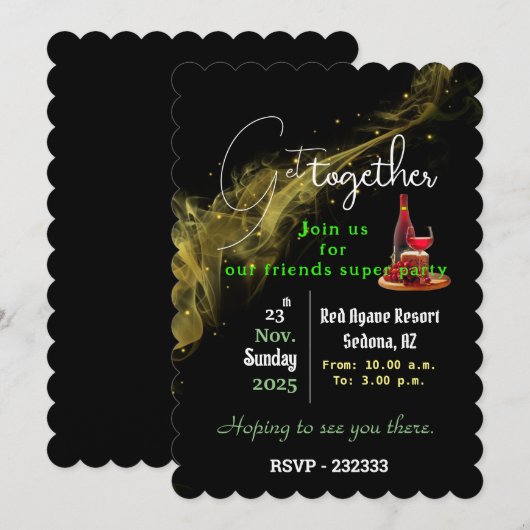 お祝い友人集まる 招待状 (正面/裏面)