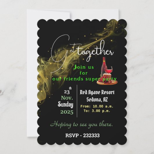 お祝い友人集まる 招待状 (正面)