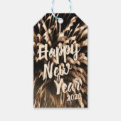 お祝い大晦日の金ゴールド花火の写真 ギフトタグ (正面)