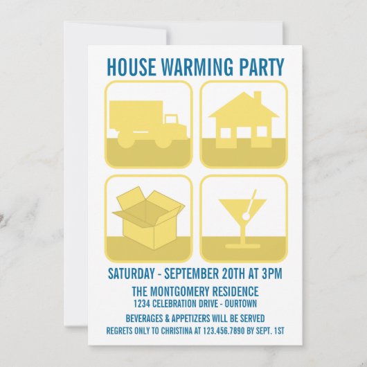 お祝い引っ越し祝いパーティーパーティの招待状 招待状 (正面)