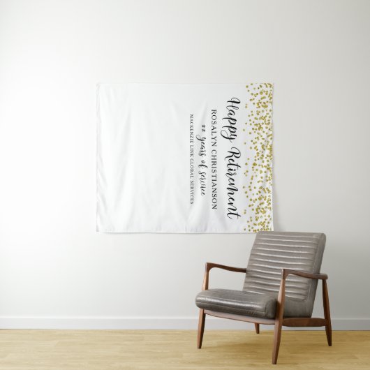 お祝い引退ゴールドコンフェッティスクリプトパーソナライズド タペストリー (インサイチュ(横))