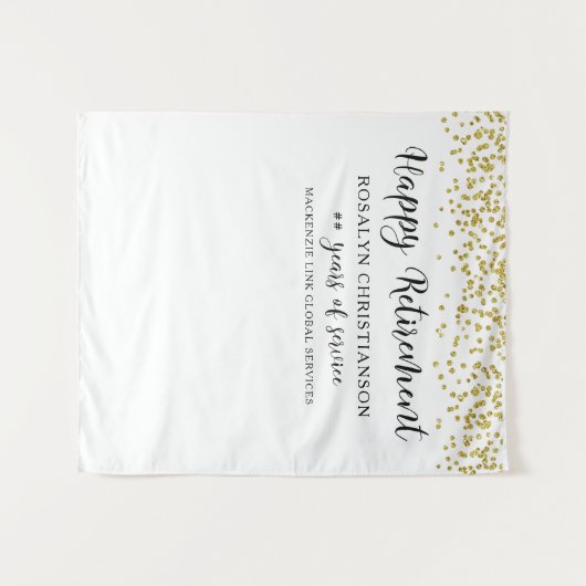 お祝い引退ゴールドコンフェッティスクリプトパーソナライズド タペストリー (正面(横))