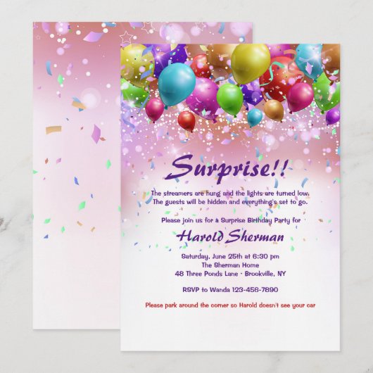 お祝い招待状 招待状 (正面/裏面)