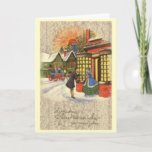 お祝い新年、ドイツ人の1934年のヴィンテージ シーズンカード (正面)