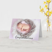 お祝い新生児ガールカード カード (黄色い花)