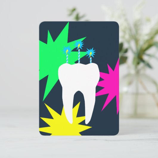 お祝い歯(ろうそく) 招待状 (スタンド正面)