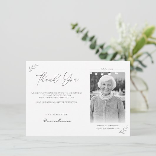 お祝い生葬記念写真フローラ サンキューカード (スタンド正面)