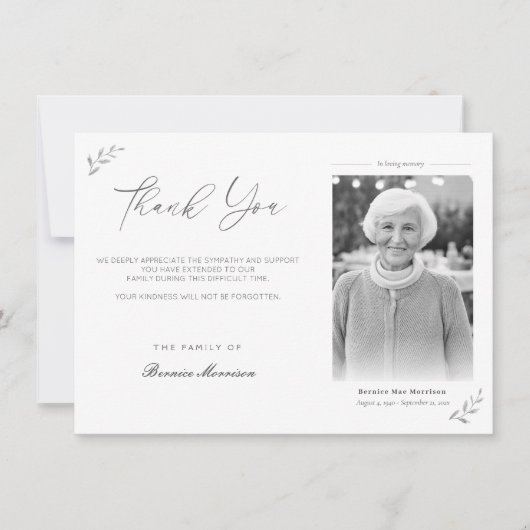 お祝い生葬記念写真フローラ サンキューカード (正面)