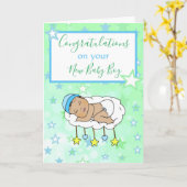 お祝い申し上げます新生児少年エスニックベビー カード (黄色い花)