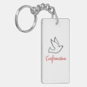 お祝い確認の鳩(金ゴールド/赤) キーホルダー (正面左)