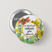 お祝い祝《植物》百日草の花 缶バッジ (正面&裏面)