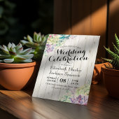 お祝い結婚多肉植物素朴材 招待状