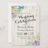 お祝い結婚多肉植物素朴材 招待状 (正面)