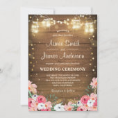 お祝い結婚招待状フローラウッ素朴ド 招待状 (正面)