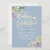 お祝い結婚水彩多肉植物 招待状 (正面)