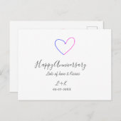 お祝い記念日 ピンク 青 ハート 名前 日付 シンプル ポストカード (正面/裏面)