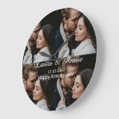 お祝い記念日 フォトコラージュ 名前 日付 シンプル ラージ壁時計 (傾斜)