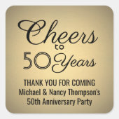 お祝い記念日 黒と金色の偽のホイル スクエアシール (正面)