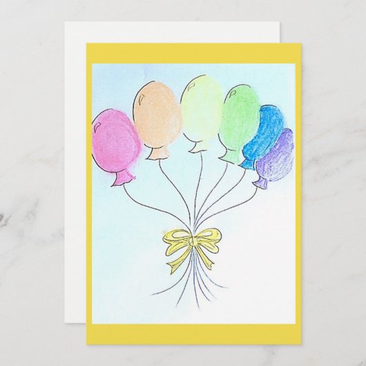お祝い誕生日バルーンカ空白のード 招待状 (正面/裏面)