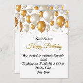 お祝い誕生日バルーン 招待状 (正面/裏面)