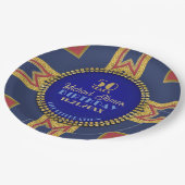 お祝い誕生日パーティパトリオットレッド金ゴールドブルー ペーパープレート (アングル)